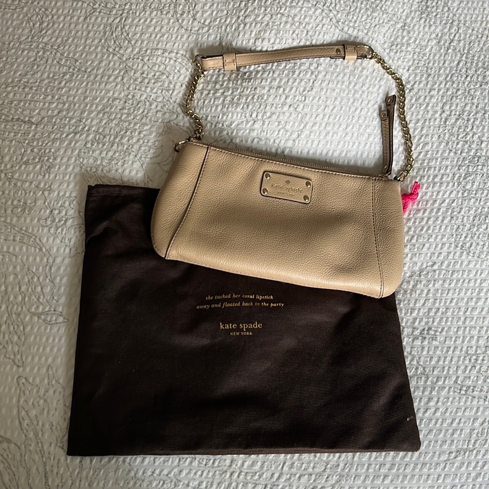 Beige / Neutral Kate Spade Leather Shoulder Bag